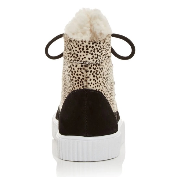 AQUA Womens Mini Pony Dots Beige Faux Fur Platform Hi Top Sneakers sz 8 NWT - Picture 3 of 11